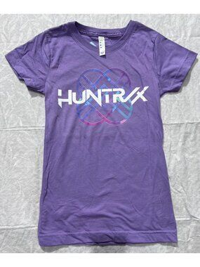 Huntrx Girls Purple Graphic T-Shirt L - Soft Cotton Tee With Bold Logo Design